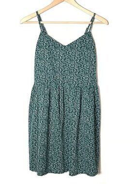 SHEIN green floral fit and flare sun dress size small S